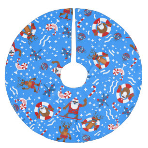 christmas july skater black santa skateboard brushed polyester tree skirt