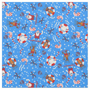 christmas july skater santa claus skateboard fabric