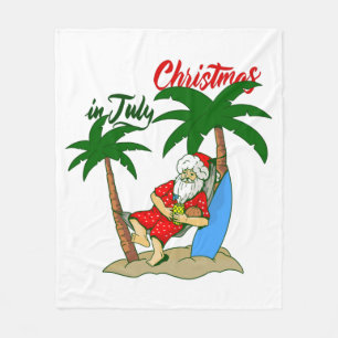 christmas july tropical santa claus fleece blanket