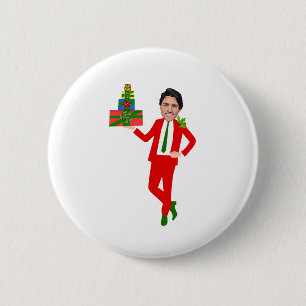 christmas justin trudeau 6 cm round badge