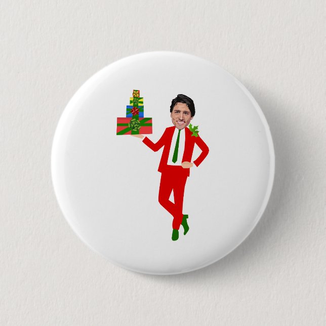 christmas justin trudeau 6 cm round badge (Front)