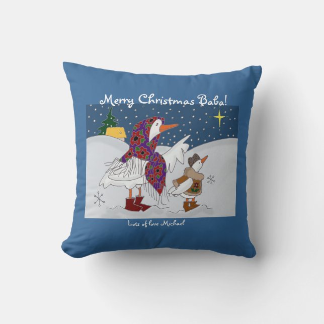 Christmas Kachka (Duck) Ukrainian Folk Art Cushion (Front)