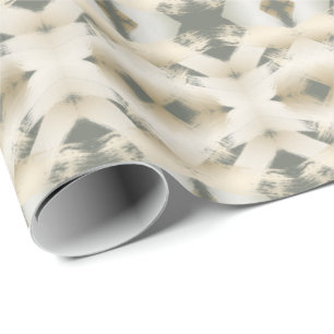 Christmas Kaleidoscope Gold Brush Strokes Wrapping Paper