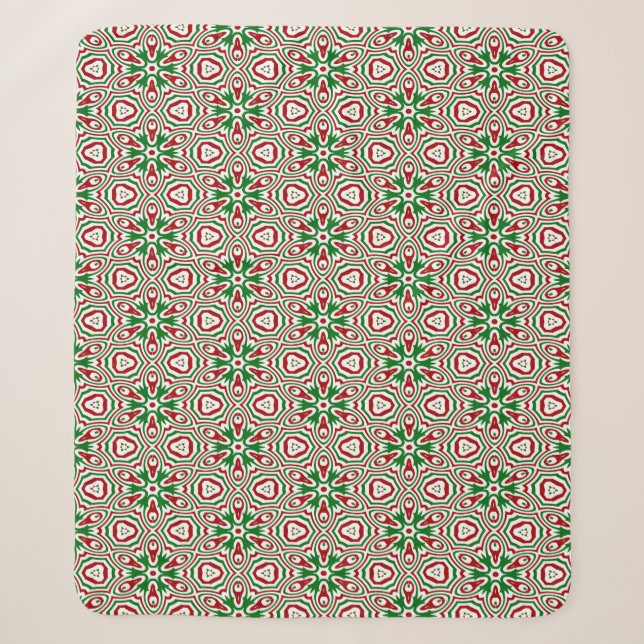 Christmas Kaleidoscope Pattern Sherpa Blanket (Front)