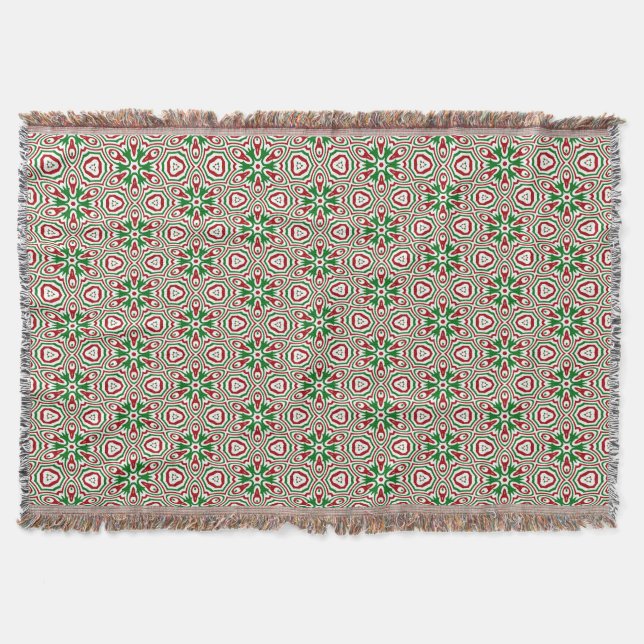 Christmas Kaleidoscope Pattern Throw Blanket (Front)