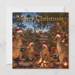 Christmas Kangaroo Camping Holiday Card