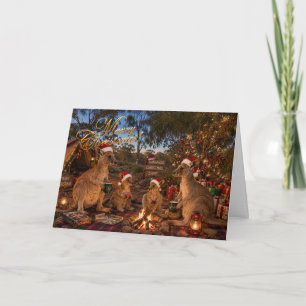 Christmas Kangaroo Camping Holiday Card