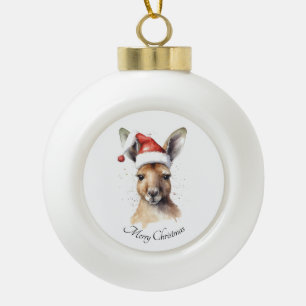 Christmas Kangaroo, customisable Ceramic Ball Christmas Ornament