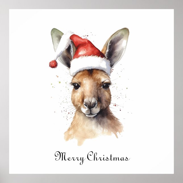 Christmas Kangaroo, customisable Poster (Front)