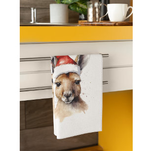 Christmas Kangaroo, customisable Tea Towel