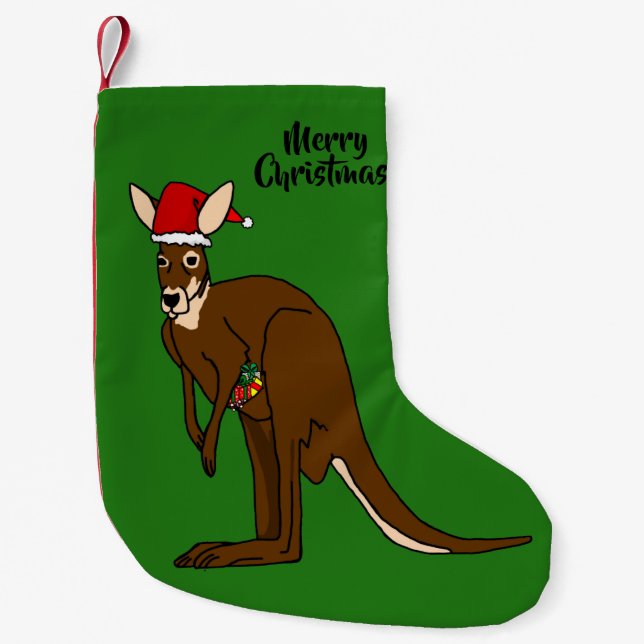 Christmas Kangaroo Small Christmas Stocking (Front)