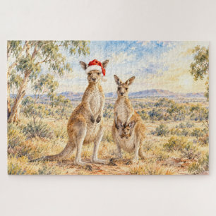Christmas Kangaroo Wearing Santa Hat Gumtree Jigsaw Puzzle