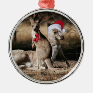 Christmas Kangaroos Australian Style Metal Ornament
