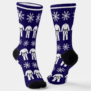 Christmas Karate Suits and Snowflakes Fun Festive Socks