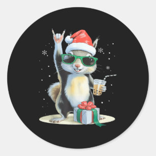 Christmas Kawaii Squirrel Bubble Tea Boba Squirrel Classic Round Sticker