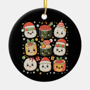 Christmas Kawaii Sushi Santa Japanese Food Xmas Ceramic Ornament