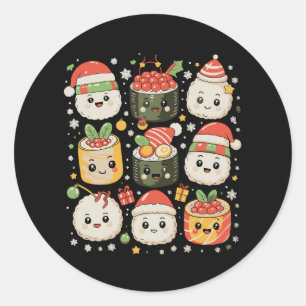 Christmas Kawaii Sushi Santa Japanese Food Xmas Classic Round Sticker