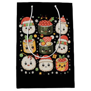 Christmas Kawaii Sushi Santa Japanese Food Xmas Medium Gift Bag