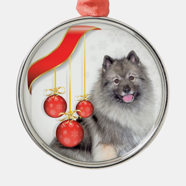 Christmas Keeshond Metal Ornament (Front)