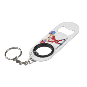 Christmas Keychain Bodybuilder Santa with Gift