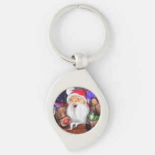 Christmas Keychain Gift Santa and Reindeers Fun