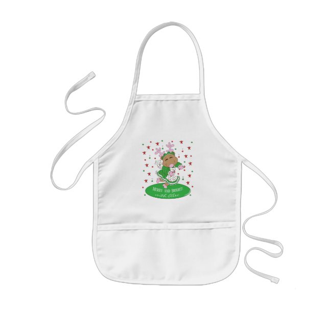 Christmas Kid Length Apron Merry and Bright (Front)