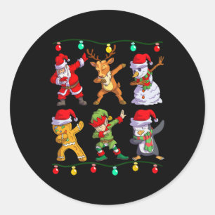 Christmas Kids Boys Men Dabbing Santa Elf Deer Fri Classic Round Sticker