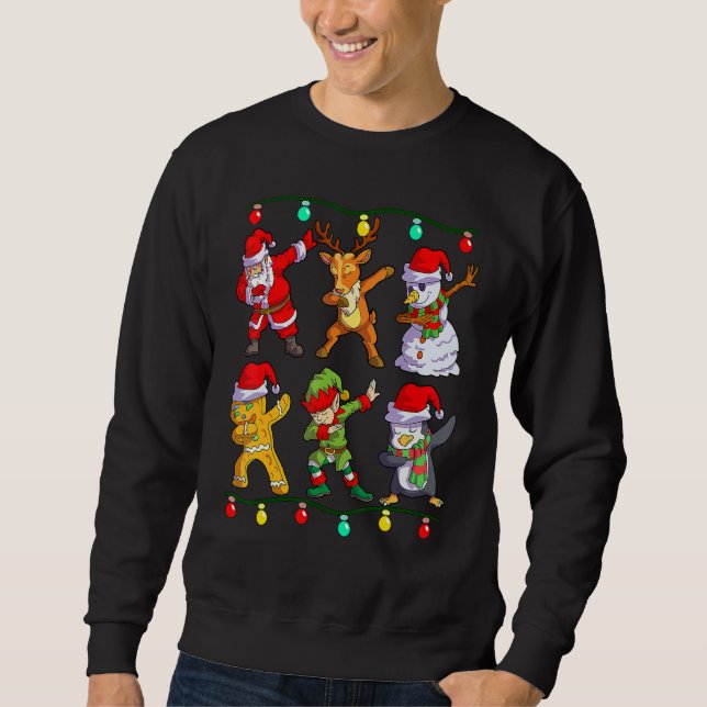 Christmas Kids Boys Men Dabbing Santa Elf Deer Fri Sweatshirt (Front)
