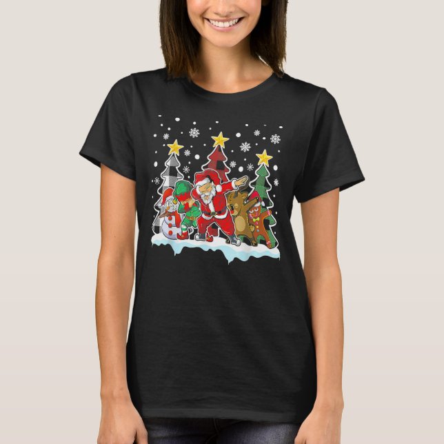 Christmas Kids Boys Men Dabbing Santa Elf Deer Fri T-Shirt (Front)