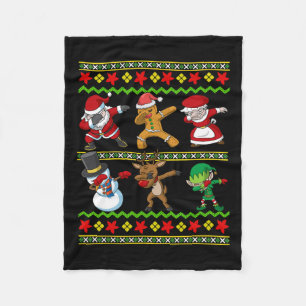 Christmas Kids Santa Claus Dabbing Squad Men Women Fleece Blanket