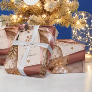 Christmas Kindness Pink Gold Wrapping Paper