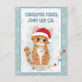 Christmas Kisses from the Cat Holiday Postcard