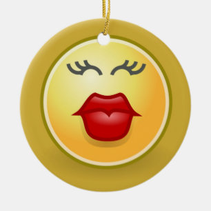 CHRISTMAS KISSY LIPS TREE ORNAMENTS - SMILY FACES