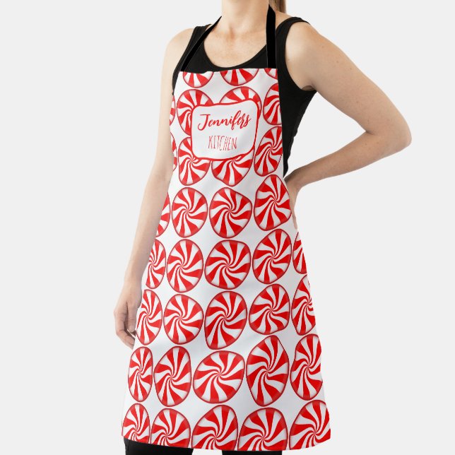 Christmas Kitchen Apron with Peppermint Candy (Insitu)