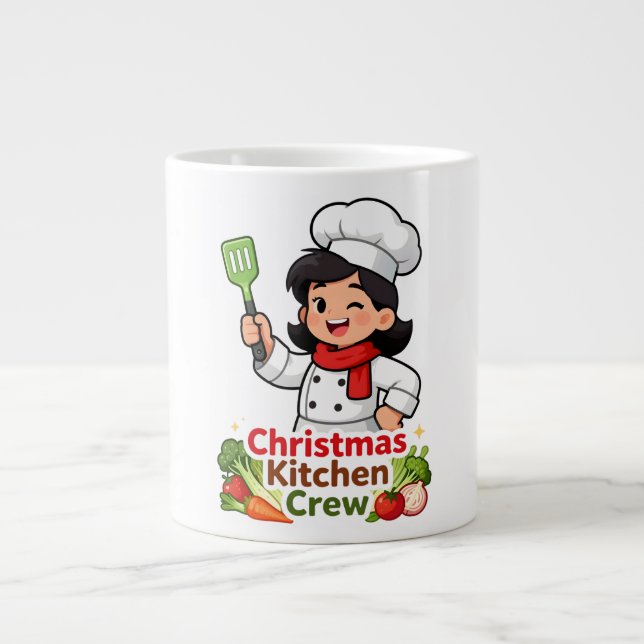 Christmas Kitchen Crew Cute Chef Mug (Front)
