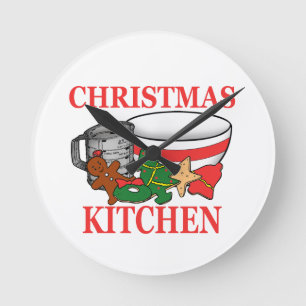 christmas kitchen round clock