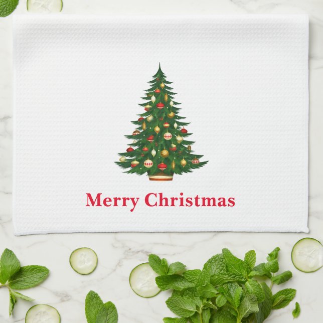Christmas Kitchen Towel Merry Christmas Tree (Folded)