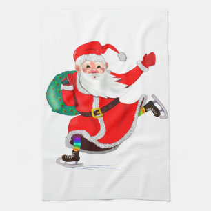 Christmas Kitchen Towel Santa Claus with Gift