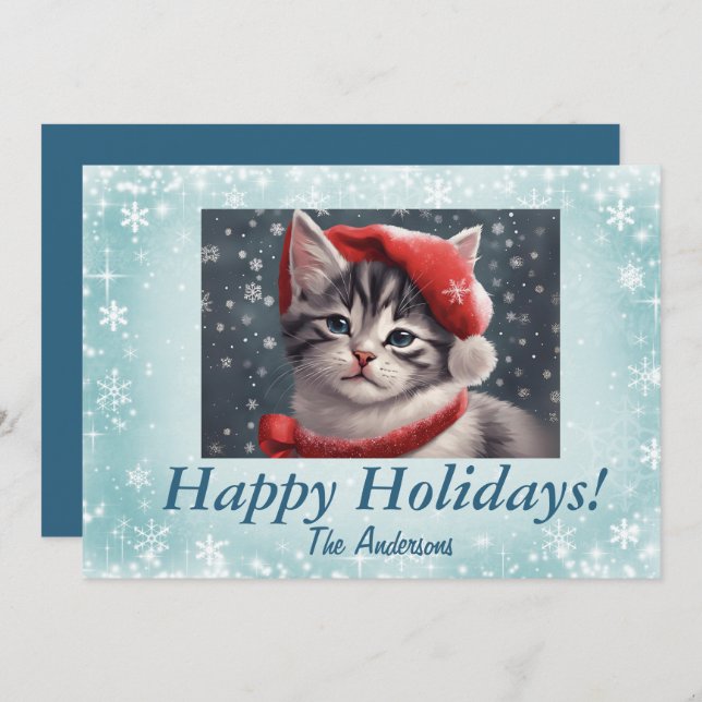 Christmas kitten 8, Happy Holidays, Christmas card (Front/Back)