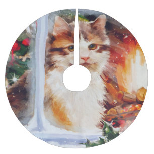 Christmas Kitten Brushed Polyester Tree Skirt