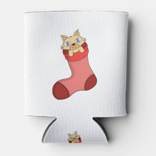 Christmas Kitten Can Cooler