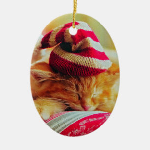 Christmas Kitten Ceramic Tree Decoration