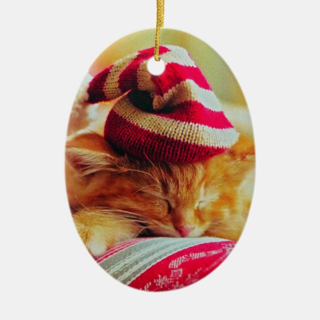 Christmas Kitten Ceramic Tree Decoration (Front)
