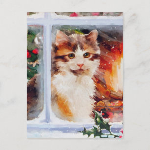 Christmas Kitten Holiday Postcard