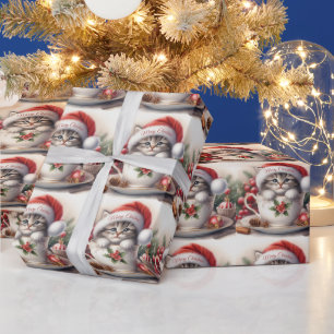 Christmas Kitten in a Teacup  Wrapping Paper