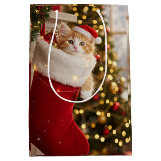 Christmas kitten medium gift bag