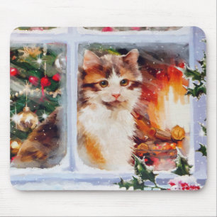 Christmas Kitten Mouse Pad