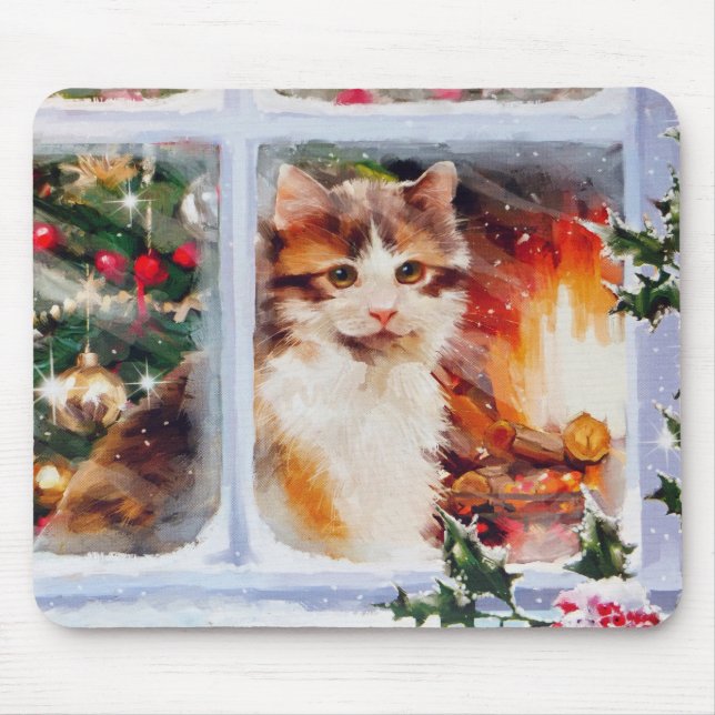 Christmas Kitten Mouse Pad (Front)