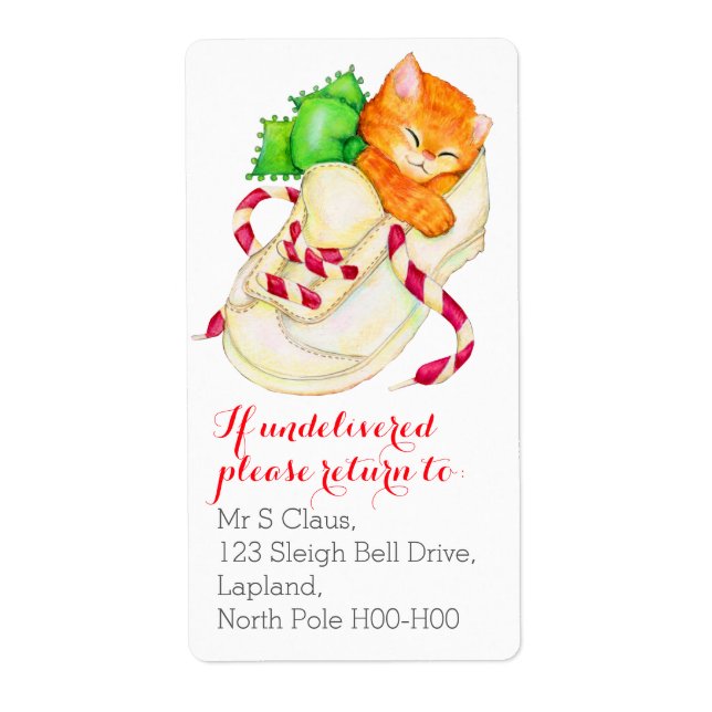 Christmas kitten return address labels (Front)
