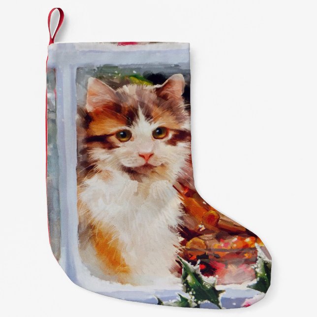 Christmas Kitten Small Christmas Stocking (Front)